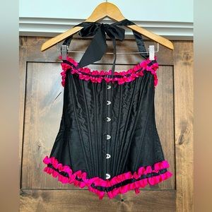 L/XL Black w/pink ruffle corset.